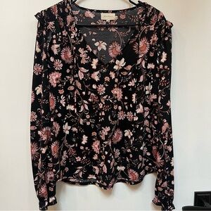 Floral Black and Pink Women's Top